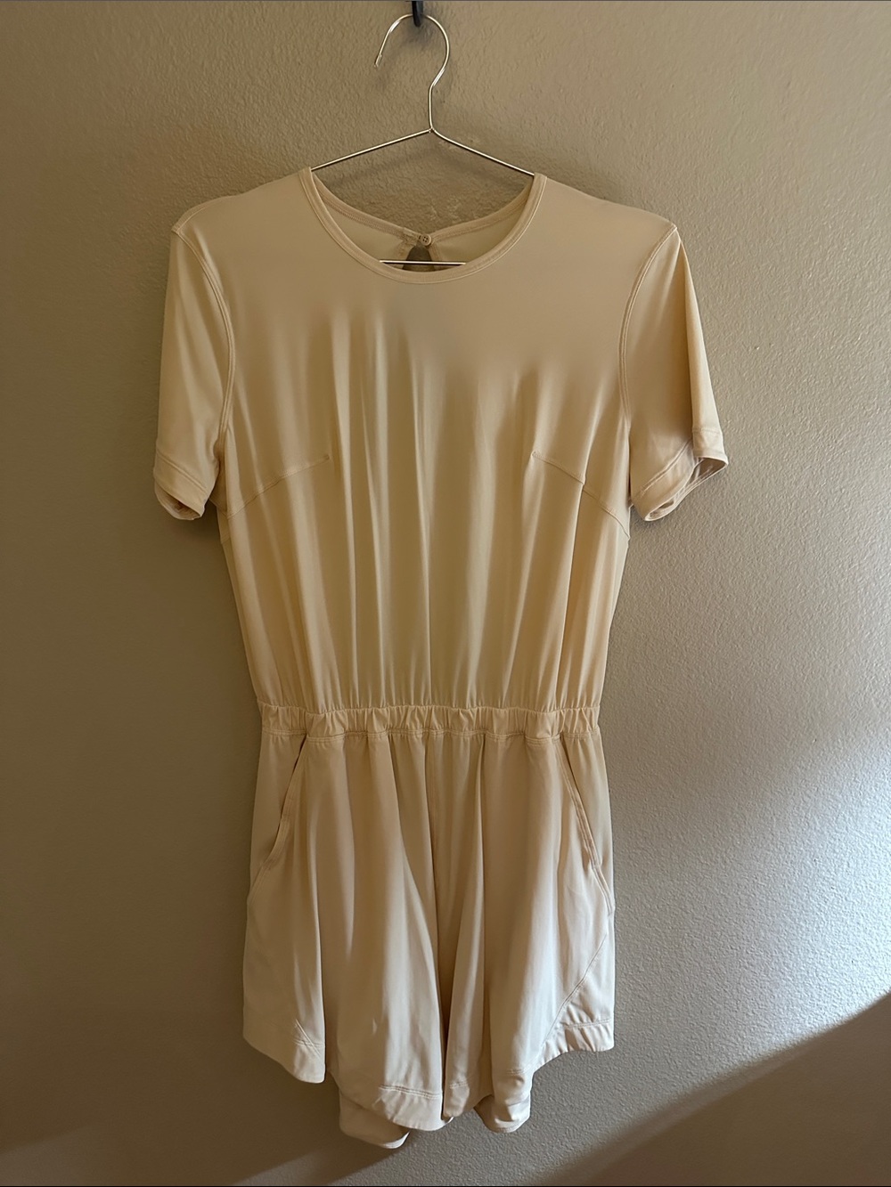 lululemon athletica Cream Short-Sleeve Romper with Elastic Waist
